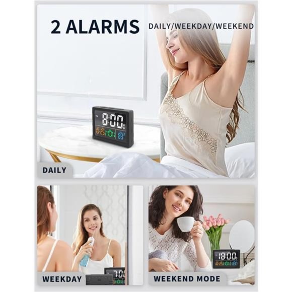 Digital Alarm Clock w 5.5" Big LED Time Display Adjustable Alarm Volume Calendar - Picture 2 of 7